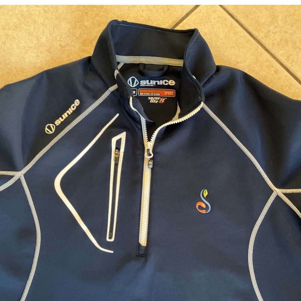 Sunice Superlite FX Quarter Zip Mens Medium Navy‎ Blue Excellent Sport Pullover - Picture 3 of 8